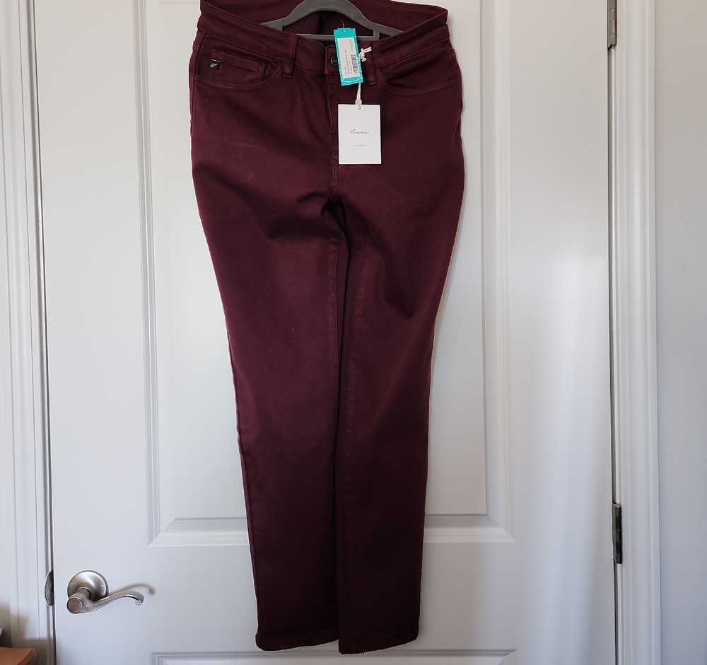 Women's Burgundy Skinny Pants - Picture 1 of 4
